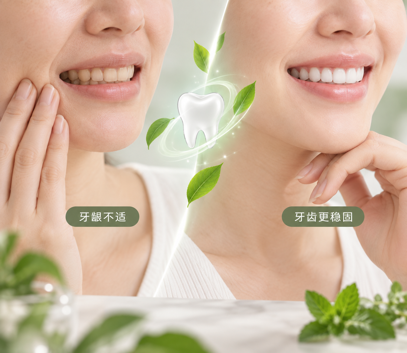 草本固齿胶囊使用前后对比:牙龈不适到牙齿更稳固